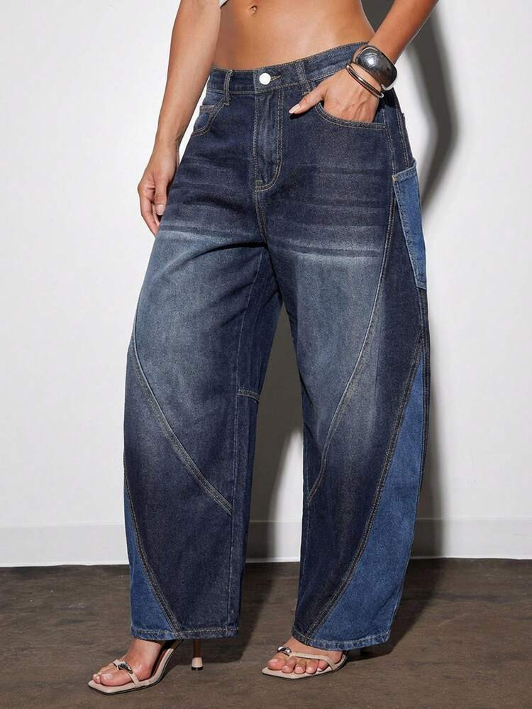 Denimoi Women's Pocket Flared Casual Loose Fit Jeans | SHEIN