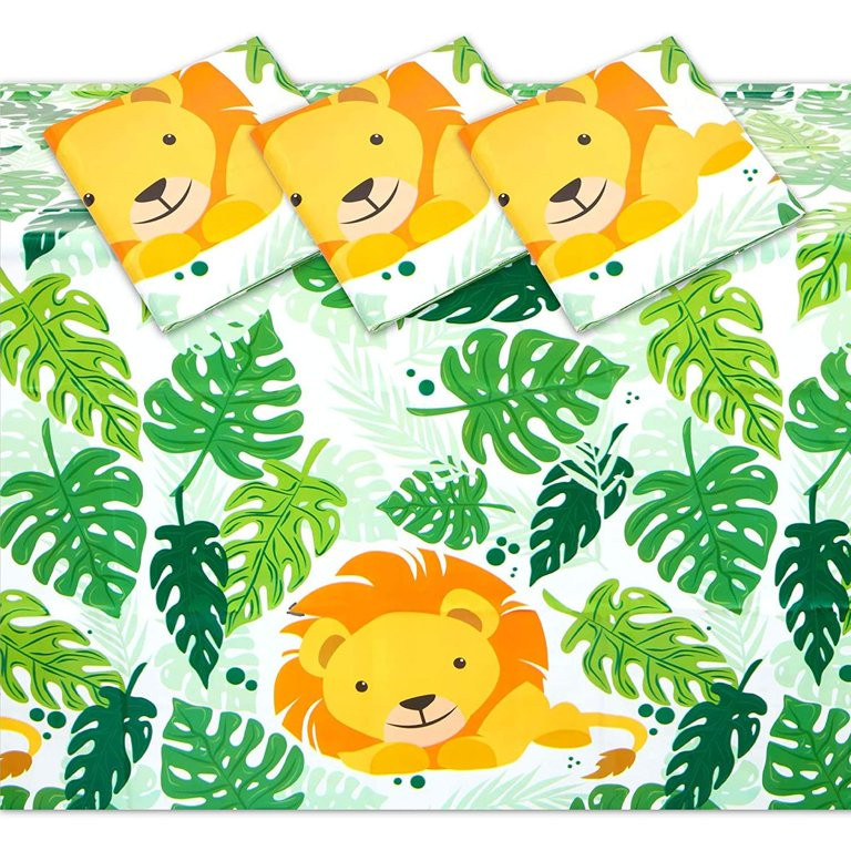 Plastic Lion Tablecloth for Safari Birthday Party Decorations (54 x 108 in, 3 Pack) | Walmart (US)