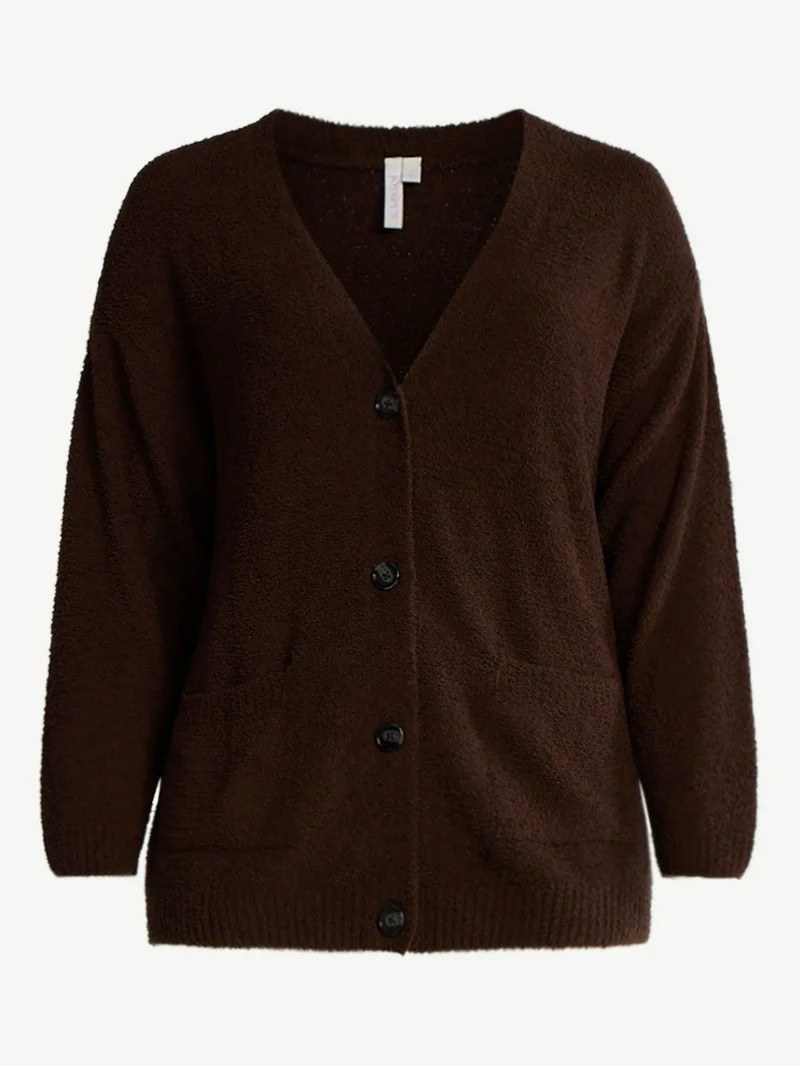 Joyspun Women's Fuzzy Front Pocket Cardigan, Sizes XS-3X | Walmart (US)