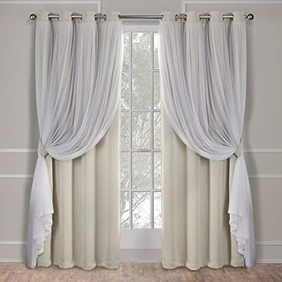 Exclusive Home Curtains Catarina Layered Solid Blackout and Sheer Window Curtain Panel Pair with ... | Amazon (US)