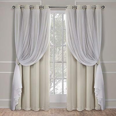 Exclusive Home Curtains Catarina Layered Solid Blackout and Sheer Window Curtain Panel Pair with ... | Amazon (US)