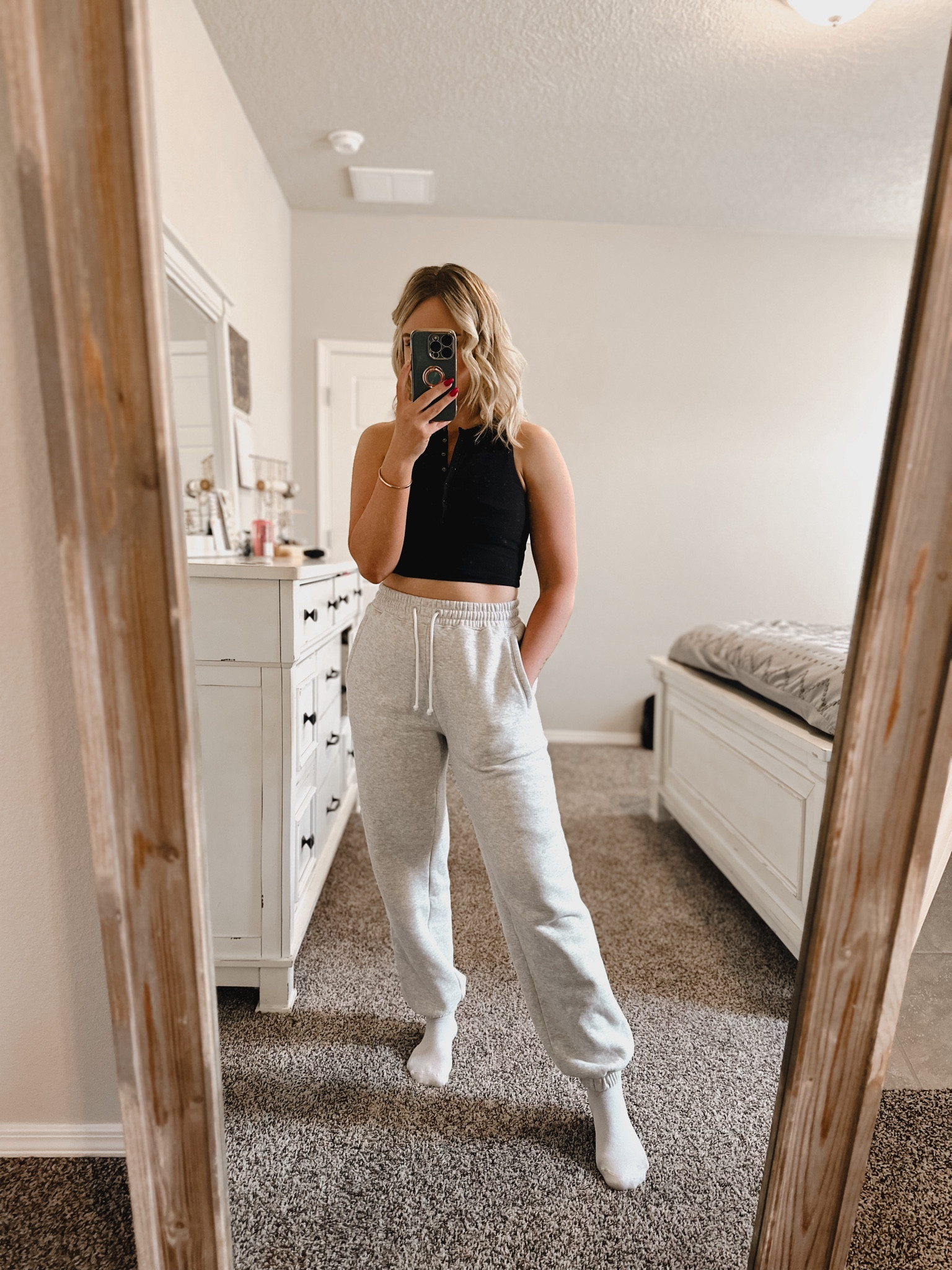 Mom at home outfit, or park outfit, grocery shopping outfit, whatever you want!!!

Joggers - true to size, ride or die, wearing a medium

Top - true to size, wearing a medium, light support, Henley style, functional buttons

Mom outfit style styles / Abercrombie find finds try on ootd // affordable gold mine ride or die // sports bra grey white sweatpants 

#LTKActive #LTKfindsunder100 #LTKfitness