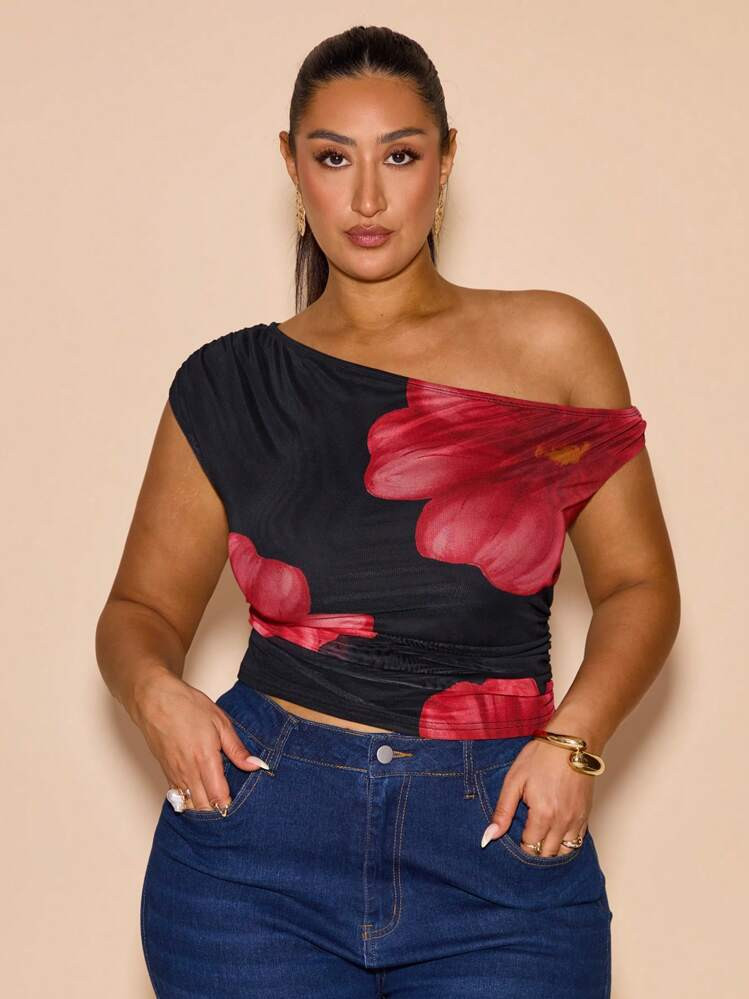 SHEIN BAE New Summer Beach Resort Vacation Plus Size Women Textured Embroidered Asymmetrical Neck... | SHEIN