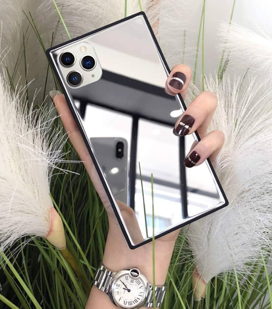 YTanazing Rectangle for iPhone 12/12 Pro Mirror Case, Luxury Glass Glossy Mirror Shockproof Smoot... | Amazon (US)