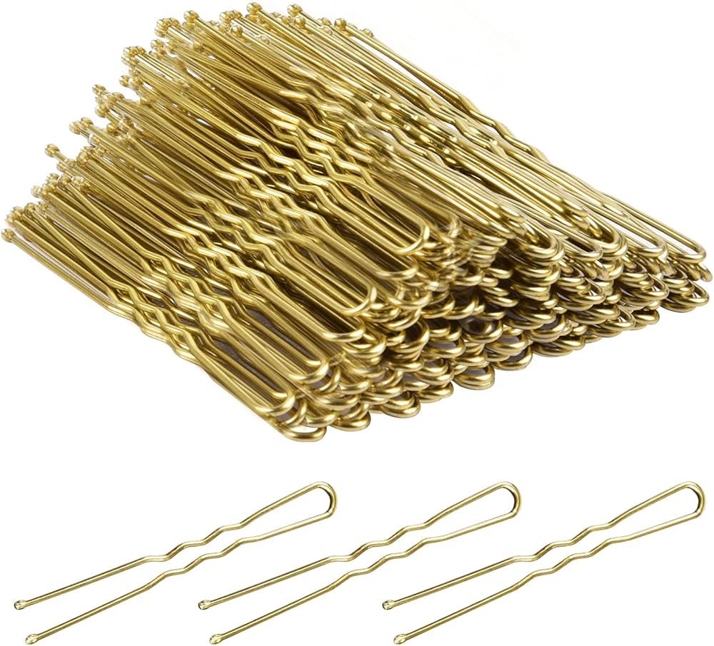 U Shaped Hair Pins,TsMADDTs 100 Pcs Blonde Bun Hair Pins for Women Girls with Box (Golden 2.4 inc... | Amazon (US)