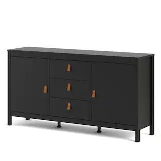 Madrid Black Matte Sideboard with 2-Doors and 3-Drawers | The Home Depot