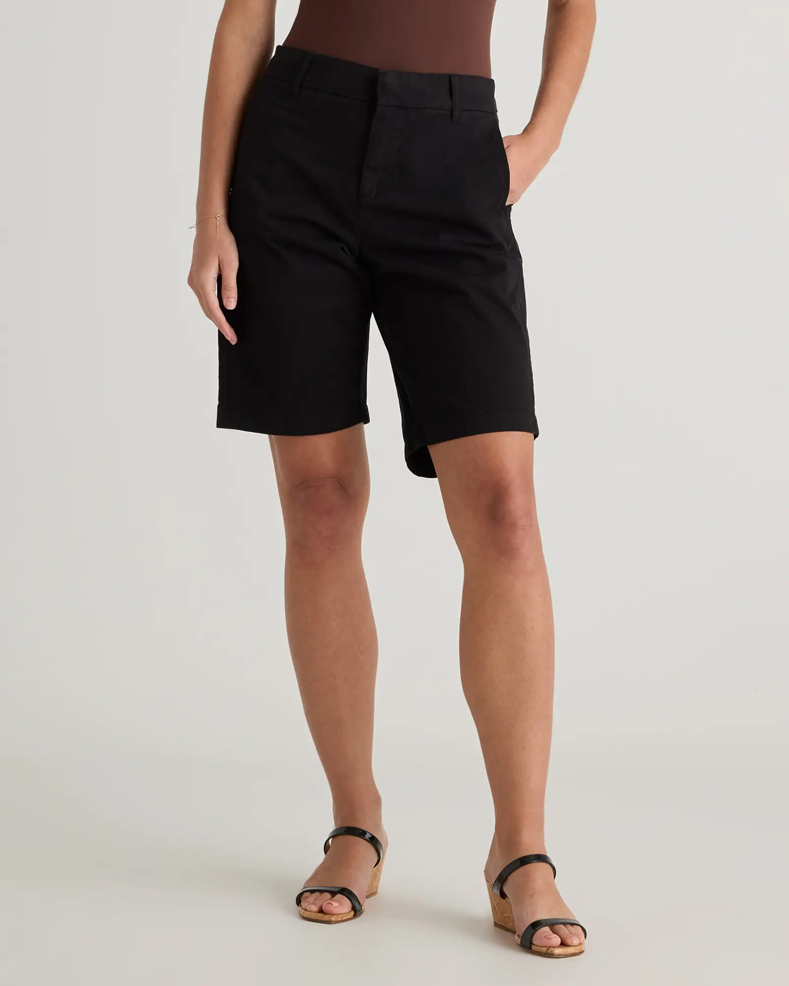 Women's Organic Stretch Cotton Chino Bermuda Short in Black | Quince