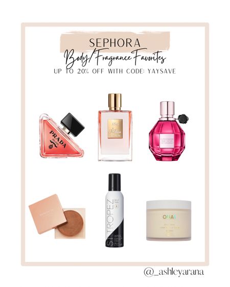 Sephora sale body and fragrance favorites. Up to 20% off with code: YAYSAVE

Beauty, body cream, body bronzer, self tan, tanning foam, perfume, fragrance, spring perfume, spring fragrance 

#LTKbeauty #LTKsalealert #LTKxSephora