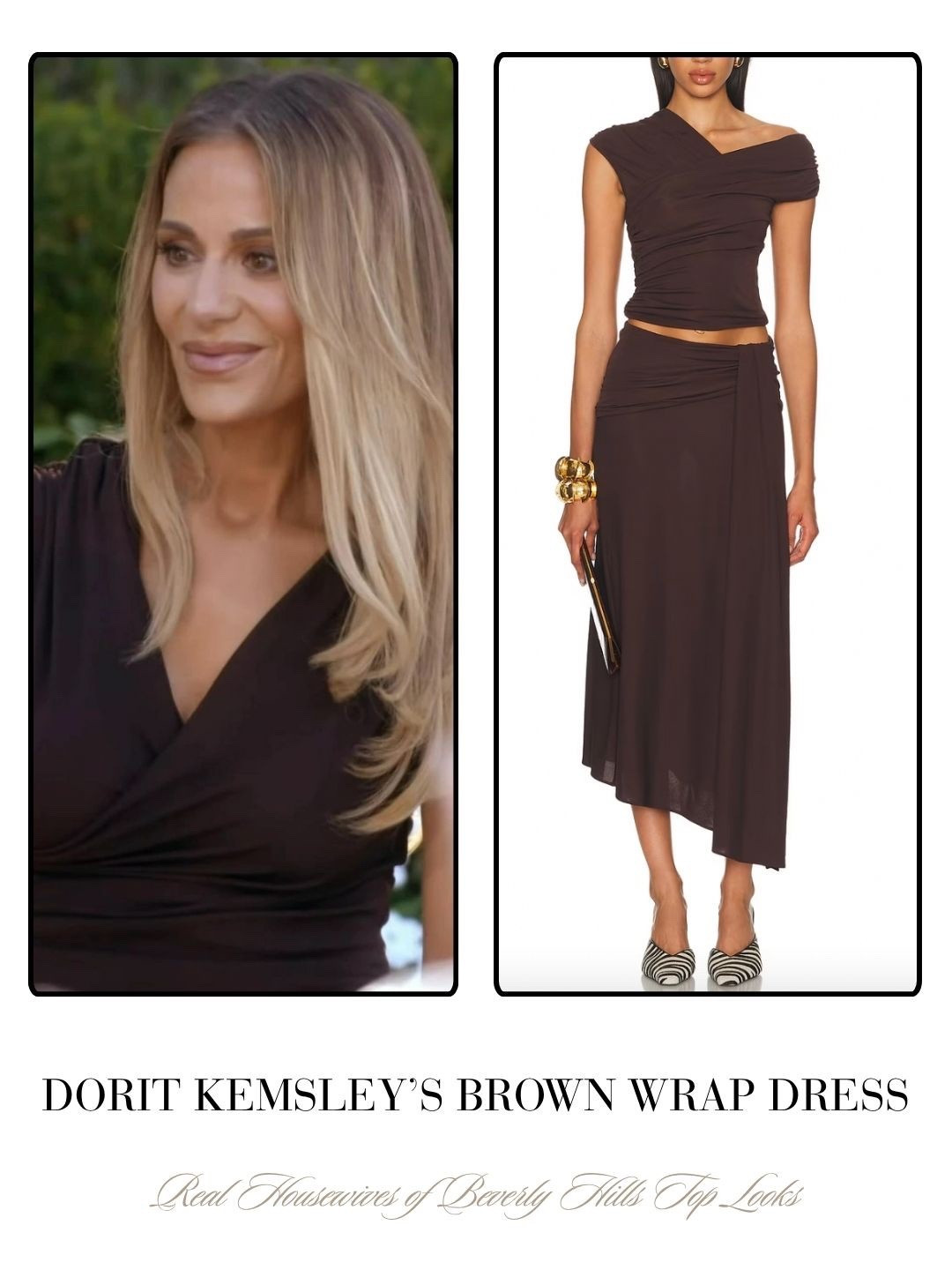 Dorit Kemsley’s Brown Wrap Dress 