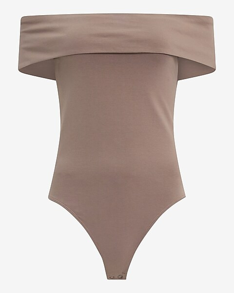Body Contour Stretch Cotton Off The Shoulder Bodysuit | Express