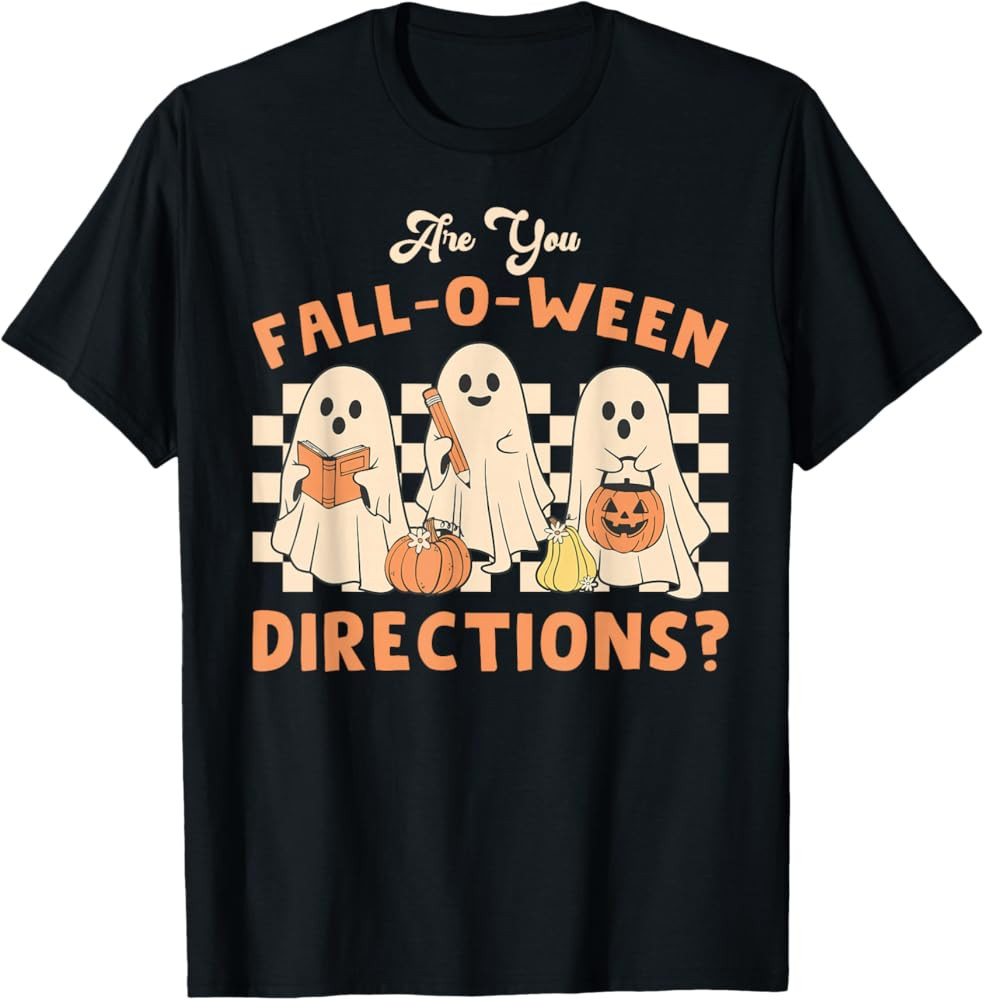 Retro are You Fall O Ween Directions Teacher Halloween Ghost T-Shirt | Amazon (US)