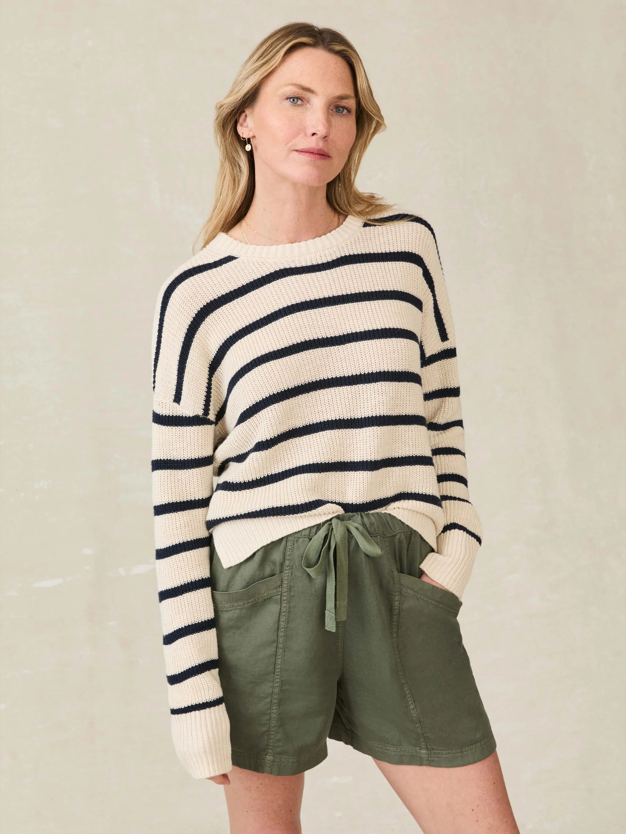 Miramar Linen Crewneck - Montauk Stripe | Faherty