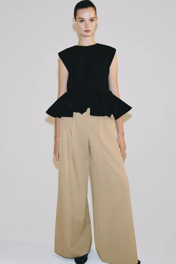 ZW COLLECTION PLEATED WIDE LEG PANTS | Zara US