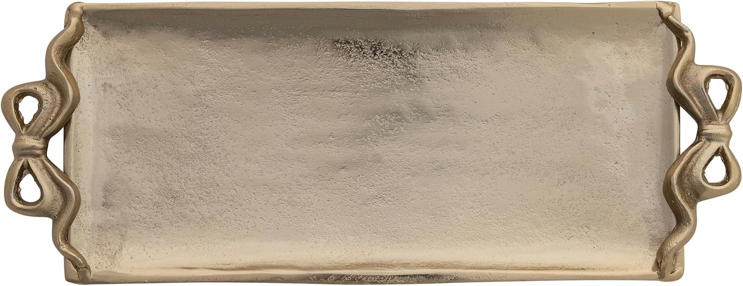 Creative Co-Op Cast Aluminum Rectangle Tray with Bow-Shaped Handles, Gold Finish | Amazon (US)