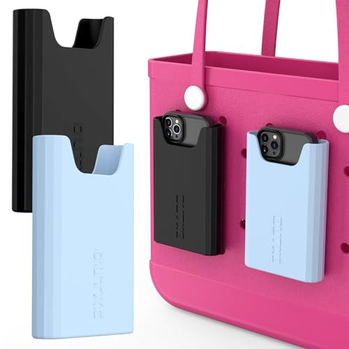 OUTXE 2 Pack Bogg Bag Phone Holder Compatible with All Bogg Bags, Silicone Cell Phone Holder Accessories for Bogg Bag, Black and Blue Phone Case Holder Insert for Simply Southern Bogg Bag | Amazon (US)