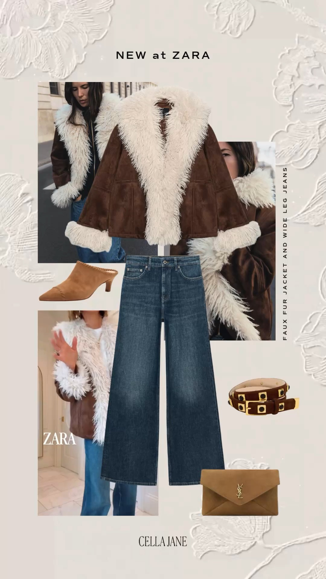 How cool is this faux fur and suede jacket from @Zara?! Such a great statement piece for fall! I’m wearing size small in the jacket and 2 in the pants, run tts.