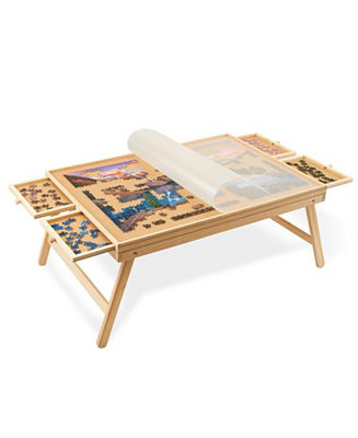 Jumbl 1000-Piece Puzzle Board with Drawers, Foldable Legs & Cover - Wooden Jigsaw Puzzle Table - ... | Macy's