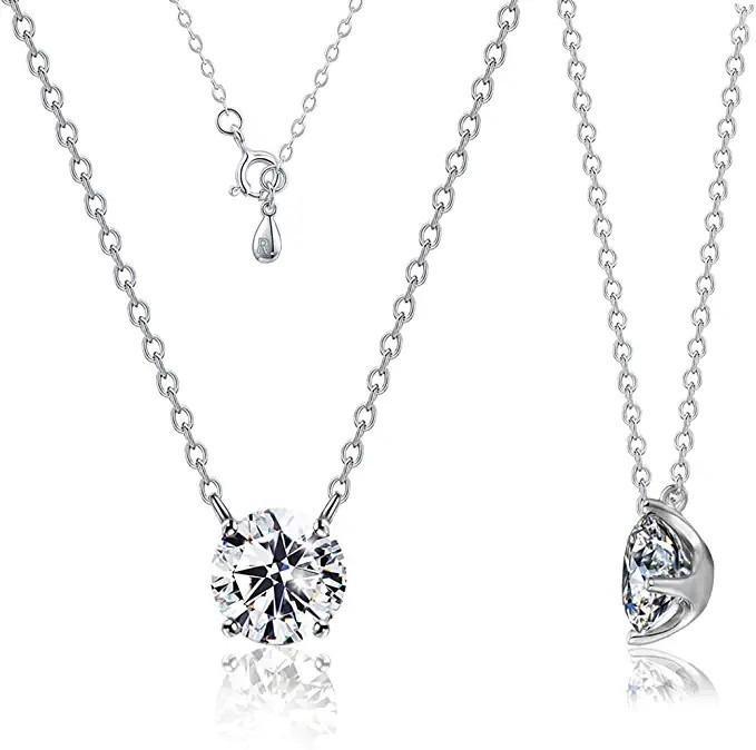 "STUNNING FLAME" 1.0-3.0 Carat Sterling Silver Cubic Zirconia Necklace for Women | 1 ct Simulated... | Amazon (US)