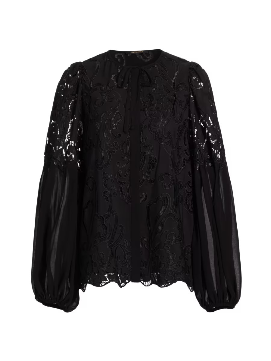 Joan Lace Puff-Sleeve Blouse | Saks Fifth Avenue