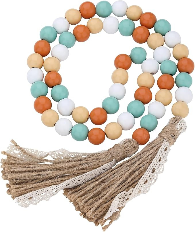 Fall Decorations Harvest Wood Bead Garland with Tassel, Home Farmhouse Tiered Tray Decor with Jut... | Amazon (US)