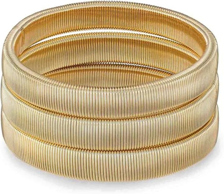 Ettika Gold Bangle. Bracelets Set, Womens Bracelets. 3Pcs Flex Snake Chain Stretch 18k Gold Plate... | Amazon (US)