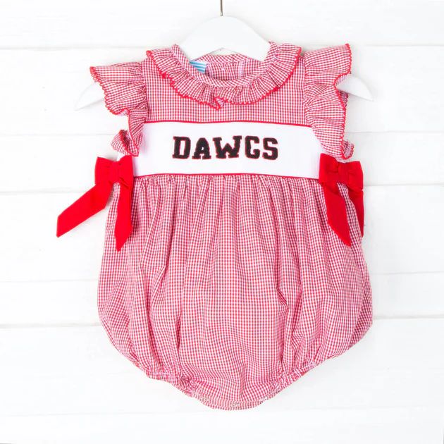 Dawgs Smocked Spirit Bubble Red Check | Classic Whimsy