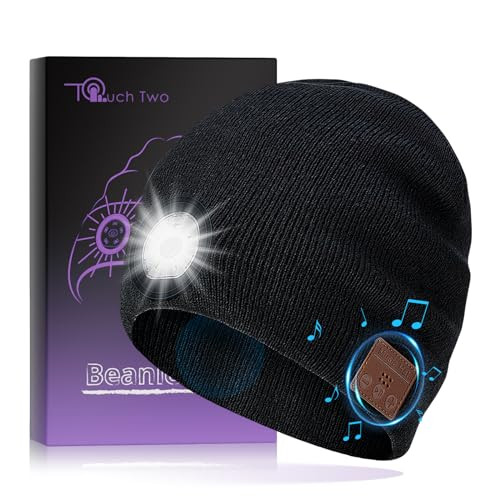 TOUCH TWO Bluetooth Beanie Hat with LED Light Wireless Musical Knitted Cap with Stereo Headphone ... | Amazon (US)