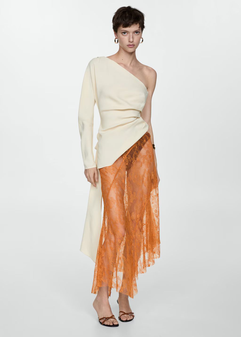 Asymmetric embroidered skirt -  Women | Mango USA | MANGO (US)