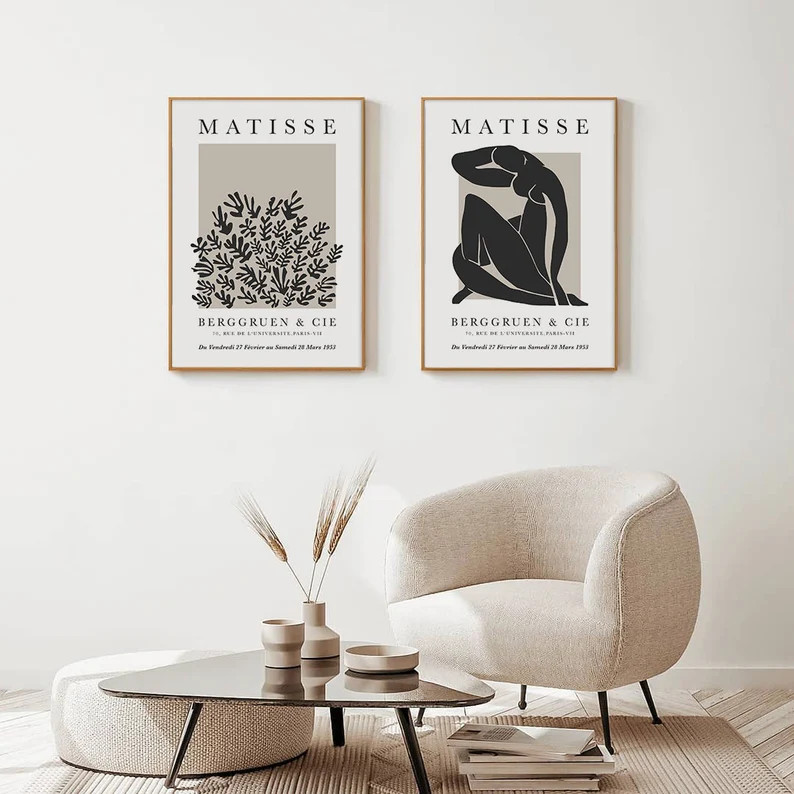 Set of 2 Henri Matisse Printable Wall Art Neutral Abstract Woman Digital Download La Gerbe Abstra... | Etsy (US)