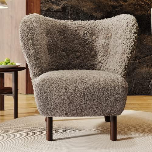 Zaboro Modern Accent Chair with Wingback, Tufted Side Chair with Solid Wood Legs, Comfy Leisure S... | Amazon (US)