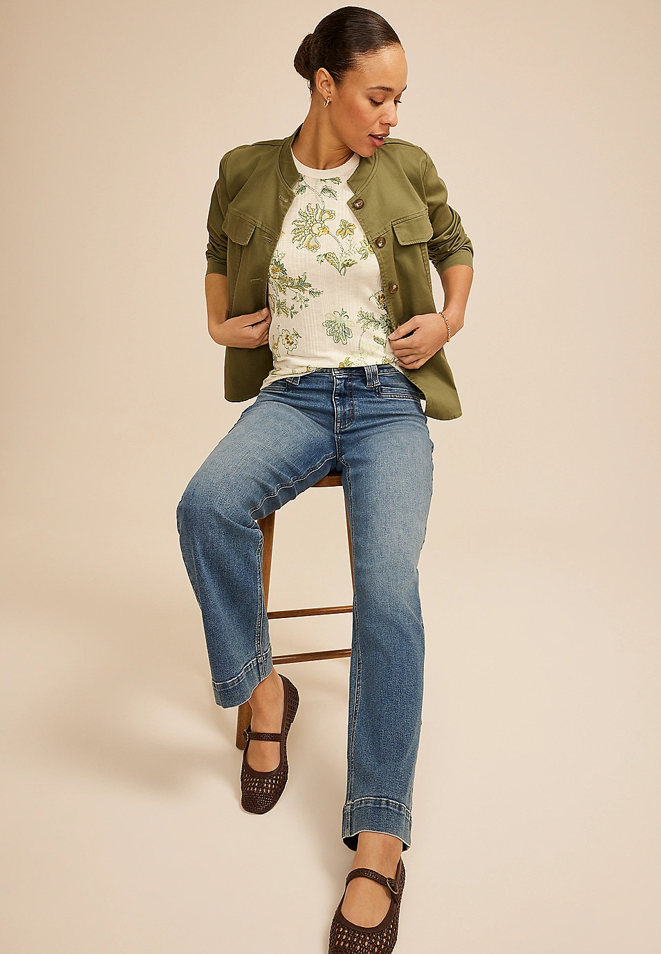 24/7 Variegated Floral Ribbed Highline Tank Top | Maurices