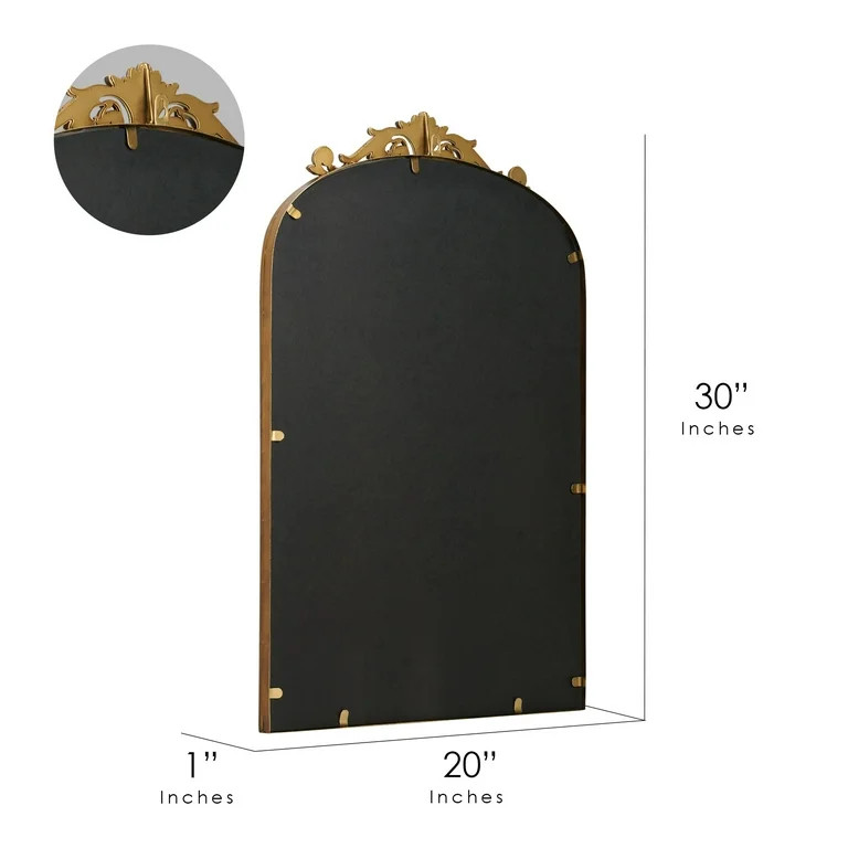 20" x 30" Filigree Arch Metal Wall Mirror Decor in Gold | Walmart (US)