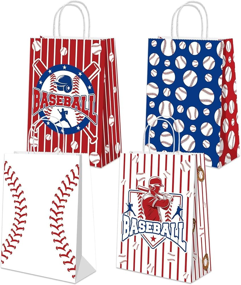 16 Pcs Baseball Gift Bags with Handles for Baseball Party Decorations Baseball Goodie Bags Baseba... | Amazon (US)