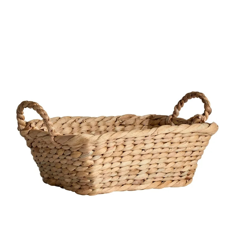 Better Homes & Gardens Handwoven Water Hyacinth Basket with Loop Handles, 3.9" - Walmart.com | Walmart (US)