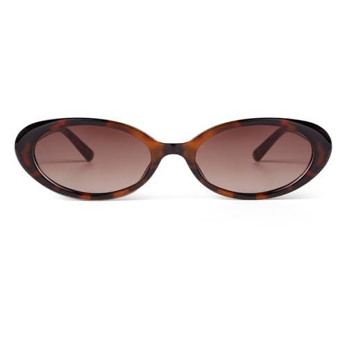 Laurinny Vintage Oval Sunglasses 90s Retro Oval Sunglasses for Men and Women Trendy Sun Glasses Eyewear(Leopard/Gradient Brown) | Amazon (UK)