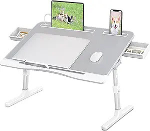 Foldable Laptop Bed Tray Table PVC Leather, Adjustable Laptop Desk for Bed with Height and Angle,... | Amazon (US)