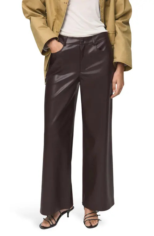 MANGO Faux Leather Straight Leg Pants in Maroon at Nordstrom, Size 10 | Nordstrom