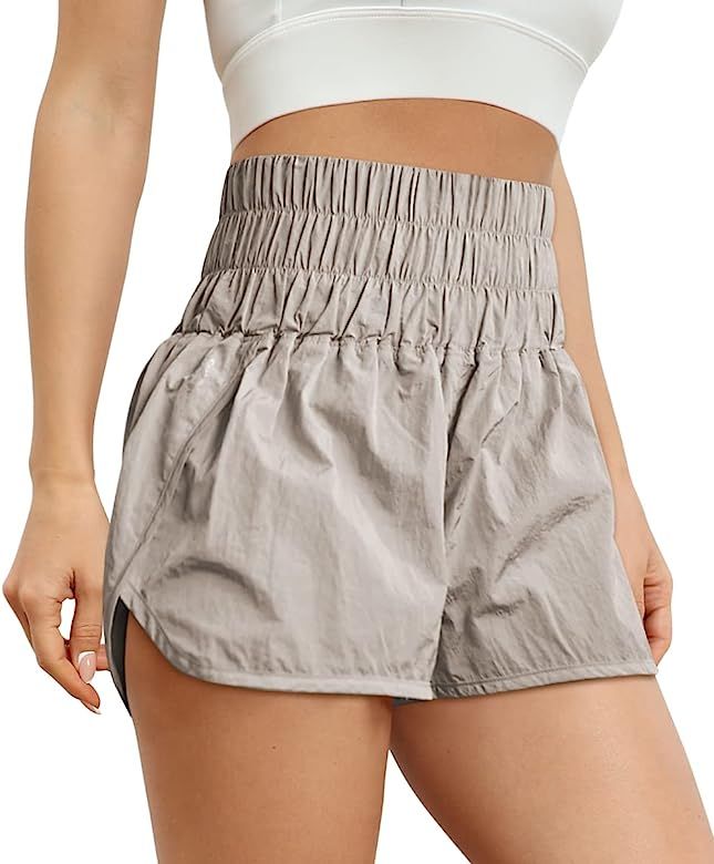 Trendy Queen Womens High Waisted Athletic Shorts Elastic Casual Summer Running Shorts Quick Dry Gym  | Amazon (US)