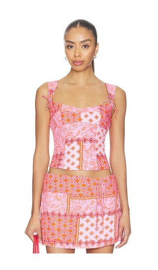 Amanda Uprichard Candice Top in Pink,Orange. - size L | Revolve Clothing (Global)