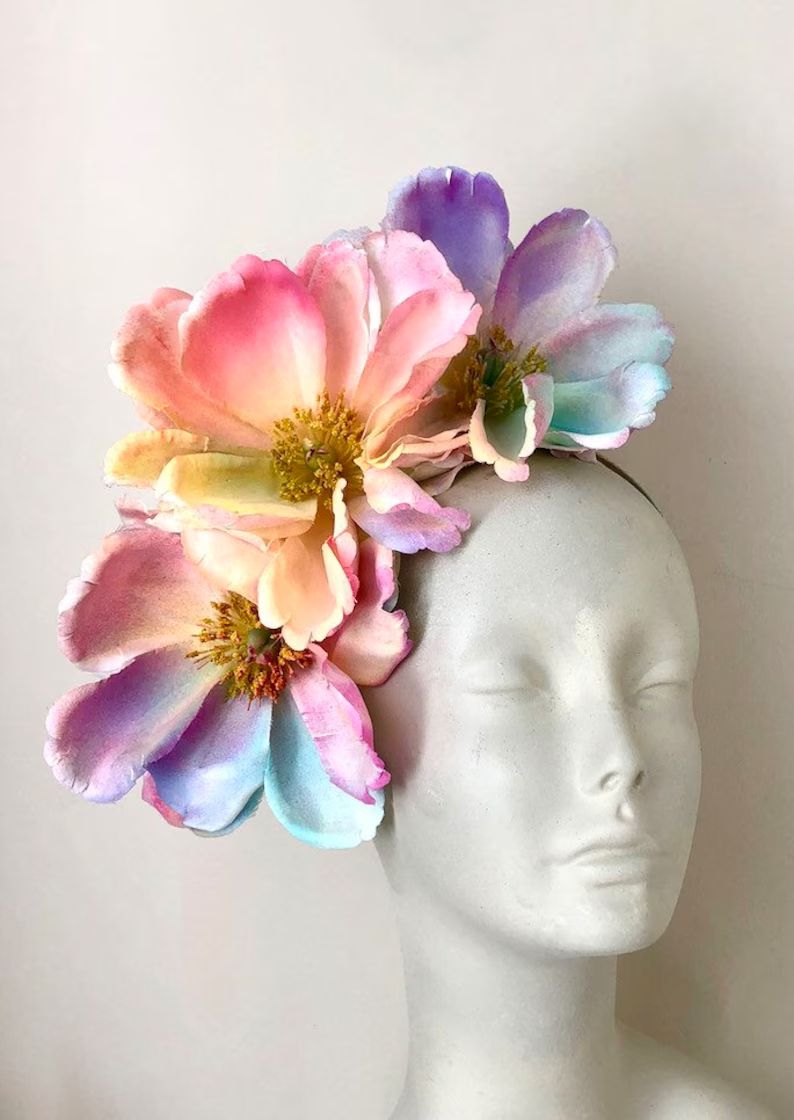 Multi color Fascinator- Magnolia Headband -Tea party or horse race. | Etsy (US)