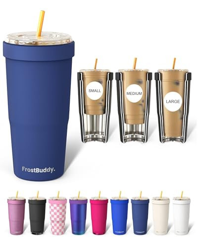 Frost Buddy Togo Buddy | 30 oz Stainless Steel Vacuum Insulated Tumbler | To Go Coffee Cup – Iced Coffee Cups, Iced Coffee Sleeve, Travel Mug, Thermal Cup for Hot & Cold Drinks, Dunkin Cup (Navy) | Amazon (US)