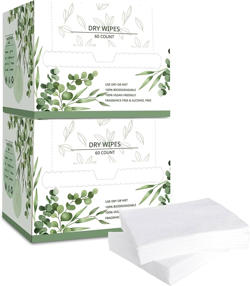 WOWOTEX Disposable Face Towel Biodegradable Large Dry Face Wipes 120 Count/2 Box Extra Thick Soft... | Amazon (US)