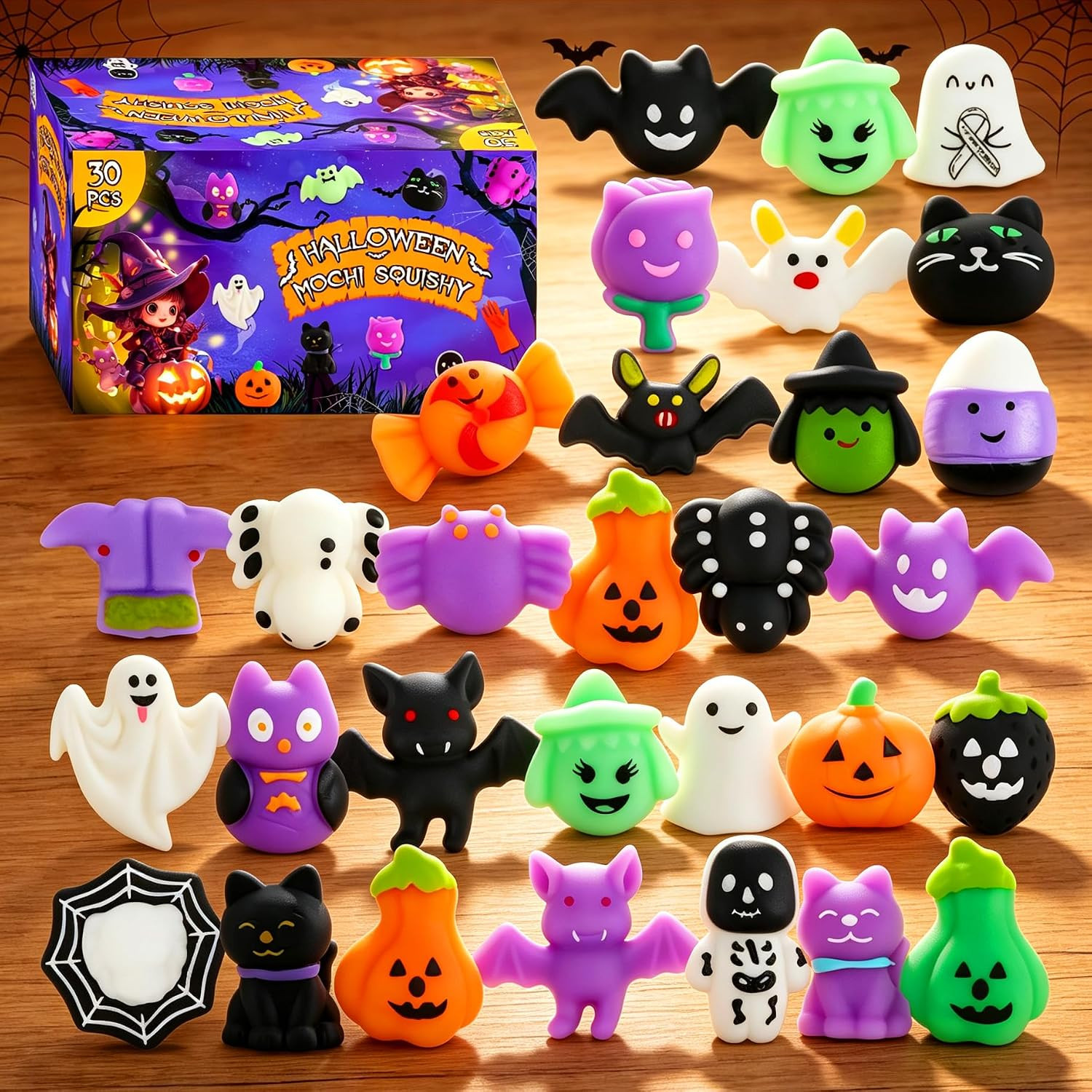 30 Pack Halloween Mochi Squishy Toys, Mini Squishies Halloween Toys Gifts Party Supplies for Kids, Squishy Goodie Bag Stuffers,Halloween Treat Bag Classroom Prizes for Kids | Amazon (US)