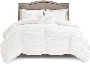 Ornate Bedding 100% Egyptian Cotton 600TC Decorative 3-Piece Soft Luxurious Duvet Set Ruched Ruff... | Amazon (US)