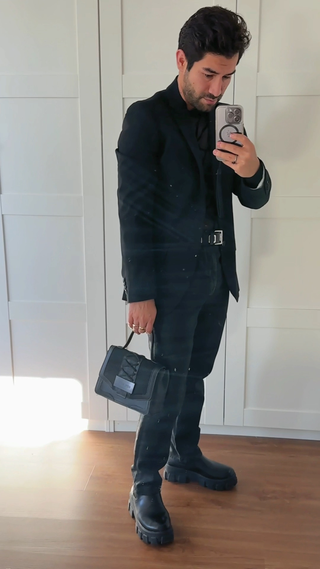 Night party outfit! 
Wild sheer sweaters under a black slim fit blazer. Black jeans and black chunky boots

#LTKHoliday #LTKmens #LTKGiftGuide