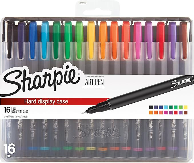 Sharpie Art Pens, Fine Point, Assorted Colors, Hard Case, 16 Count (1983966) | Amazon (US)