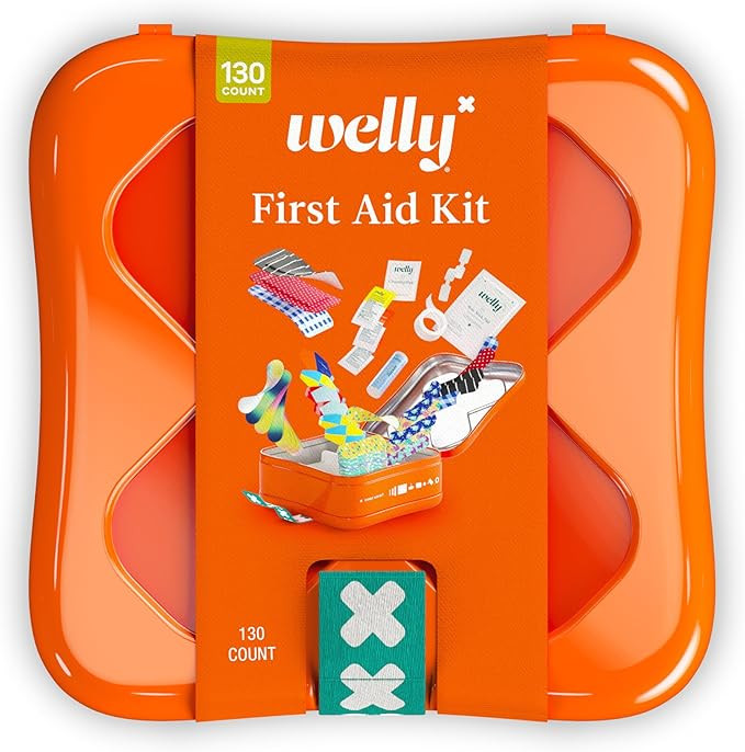Welly First Aid Kit - Adhesive Flexible Fabric and Waterproof Bandages, Tape Non-Stick Pads, Butt... | Amazon (US)