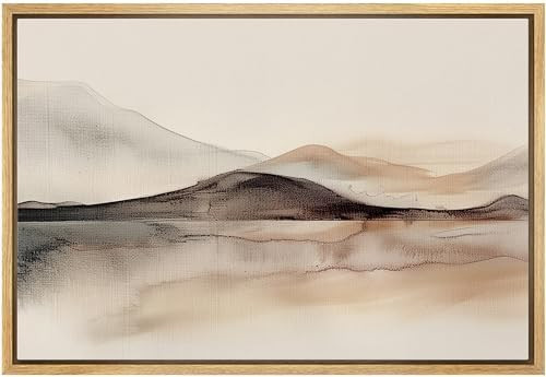 SIGNLEADER Framed Canvas Print Wall Art Minimalist Mountain Range and Reflection Illustrations Mo... | Amazon (US)