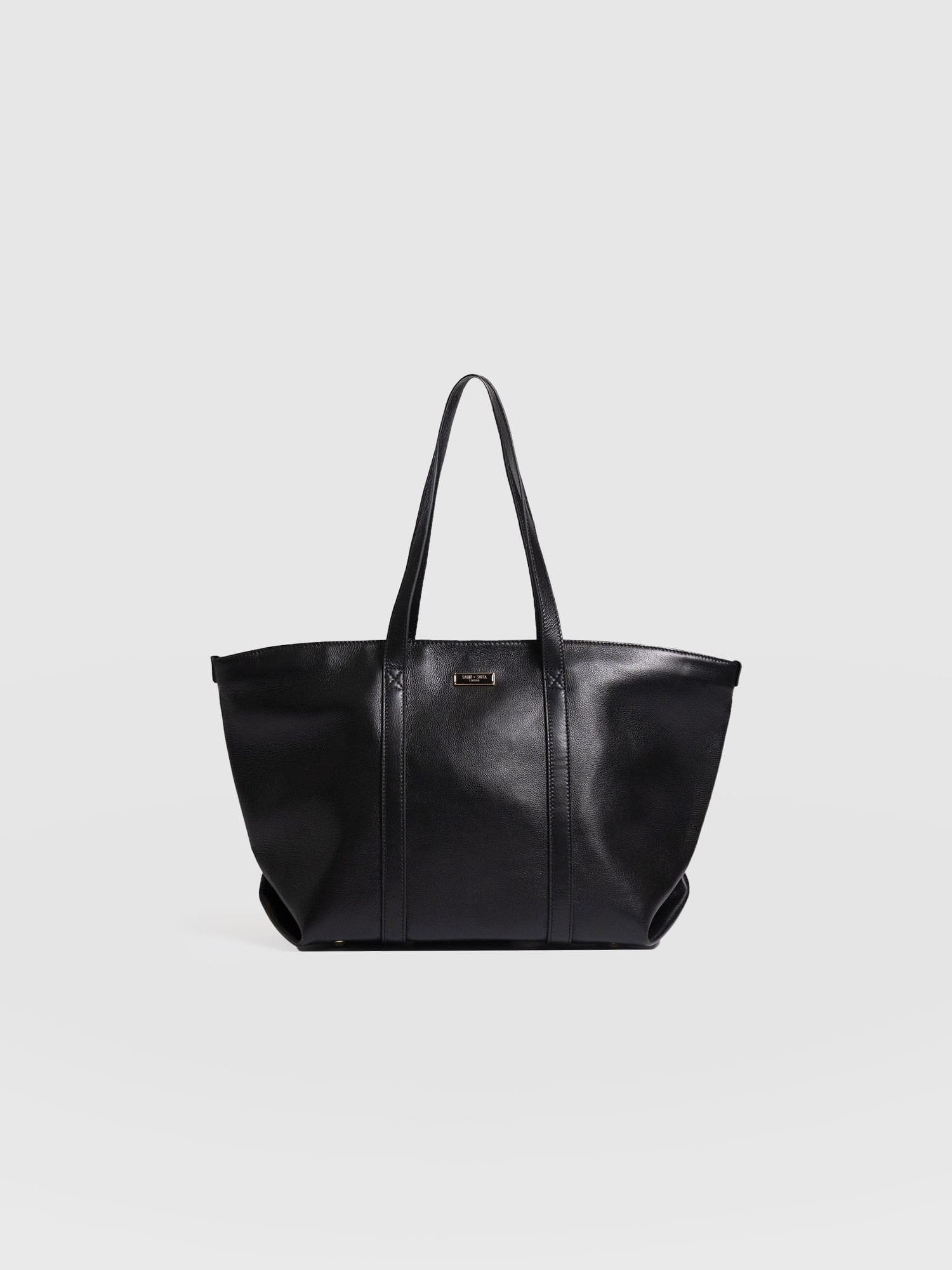 Kara Shopper Bag - Black Leather | Saint + Sofia UK