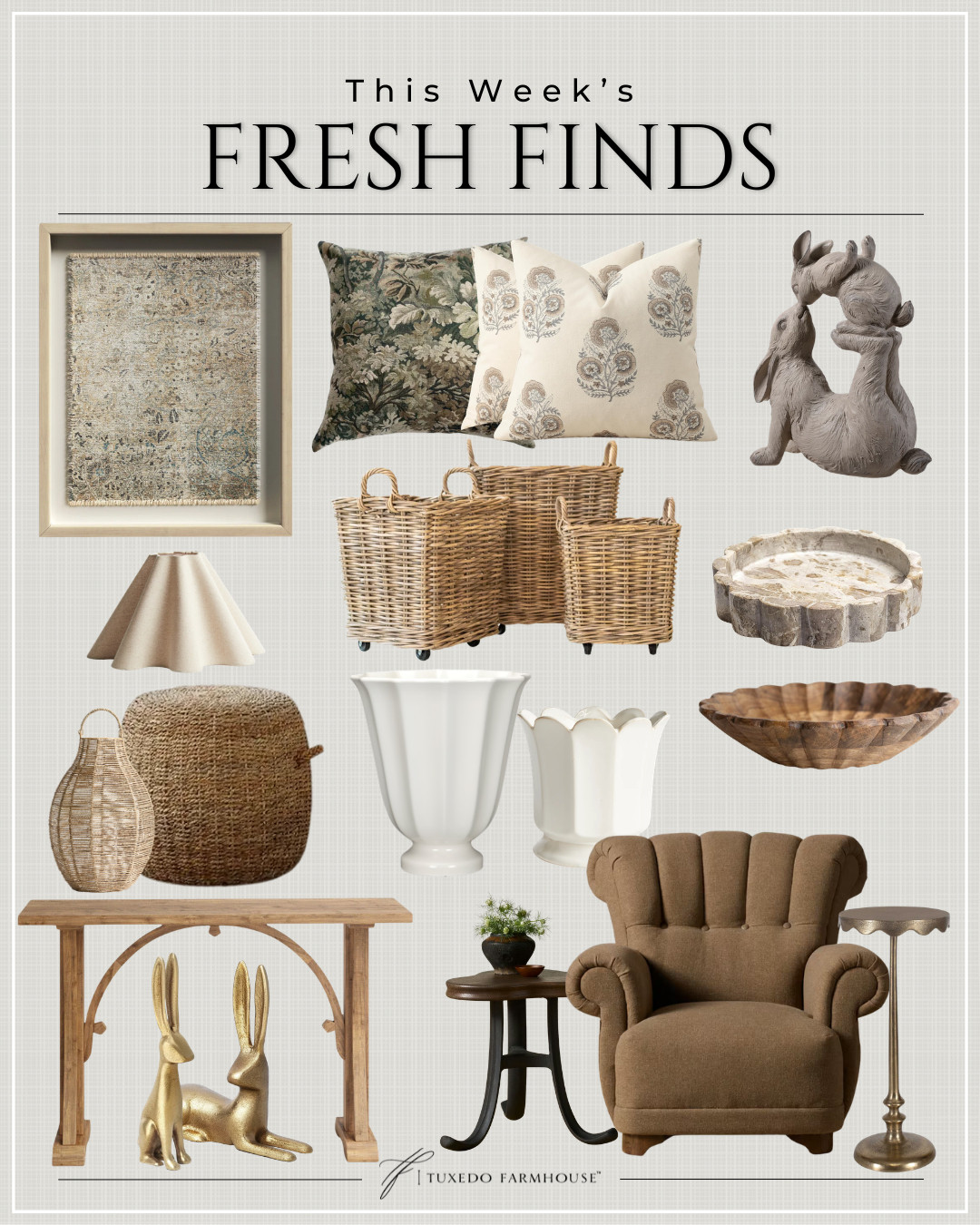This week’s fresh finds are full of texture, warmth, and timeless charm. These versatile finds make it easy to refresh any room with warmth and personality. 🌿

Seasonal, home decor, accent chairs, rugs, wall art, frames, pillows, lamps, baskets, candles, books, coffee tables, ottomans, trays, bowls, consoles, accent tables
 

 #LTKSeasonal #LTKHome #LTKSaleAlert